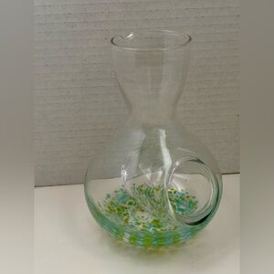 Handblown glass sake decanter with an ice pocket, also known as a tokuri.